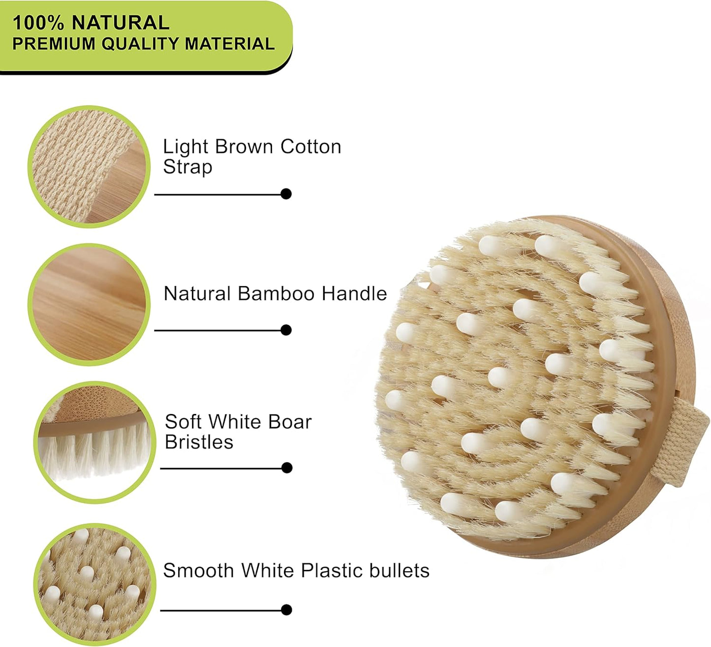 Wet & Dry Brushing Body Brush with Carry Bag | Natural Bristle Dry Body Exfoliator Brush for Lympathatic Drainage, Removing Dead Skin Cells, Cellulite & Improving Blood Circulation