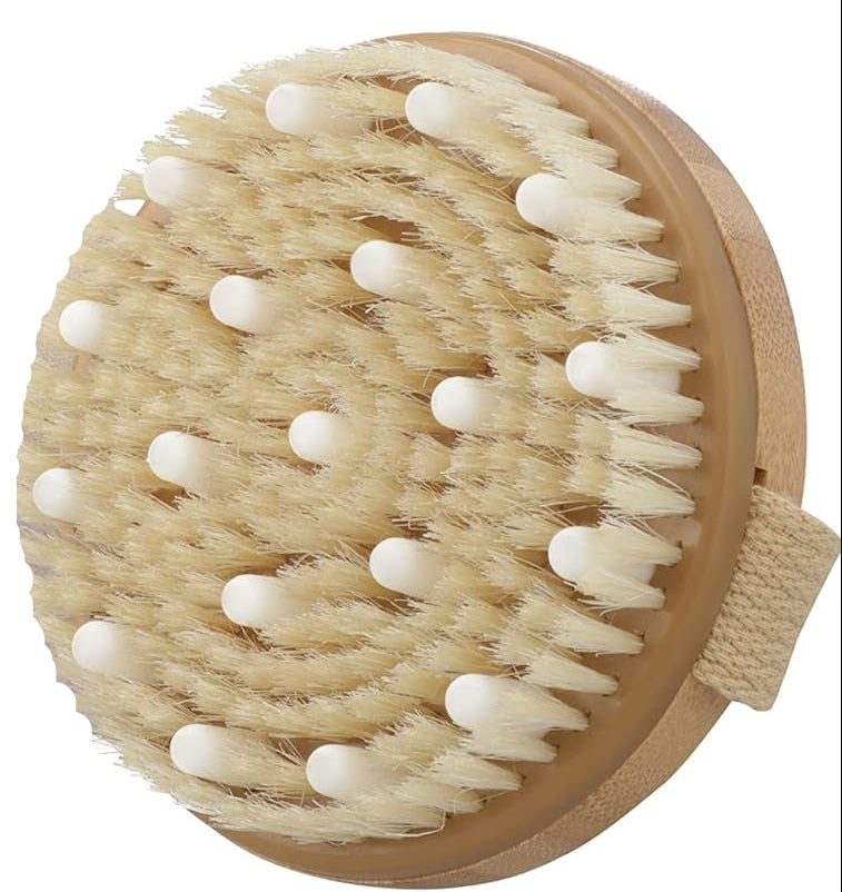 Wet & Dry Brushing Body Brush with Carry Bag | Natural Bristle Dry Body Exfoliator Brush for Lympathatic Drainage, Removing Dead Skin Cells, Cellulite & Improving Blood Circulation